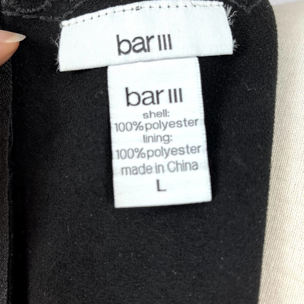 Bar III Black Embroidered Faux Suede Mini Shift Dress Size Large - Picture 13 of 13